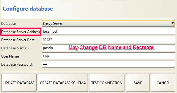 Figure 2: Derby Server Configuration